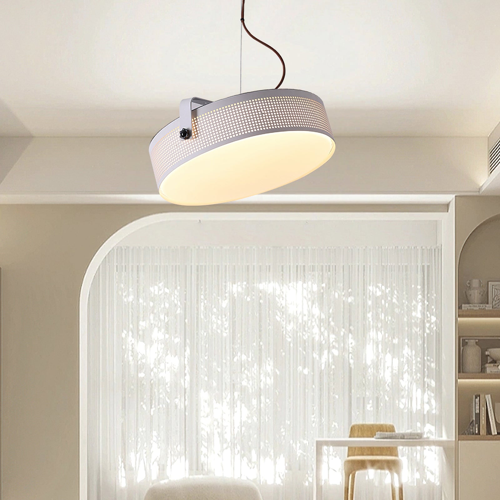 Modern Dana Round Pendant Light - Vintage Industrial Ceiling Lamp with Metal Shade - Perfect for Dining Room, Kitchen Island, Bedroom or Living Room Lighting