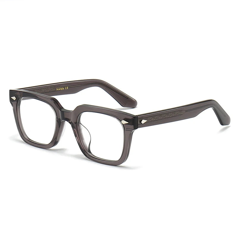 Stylish Black Unisex Square Acetate Eyeglasses with Full Rim - Trendy Thick Frame for Men & Women - Perfect for Reading, Work, and Fashion Accessories (Model 914023)