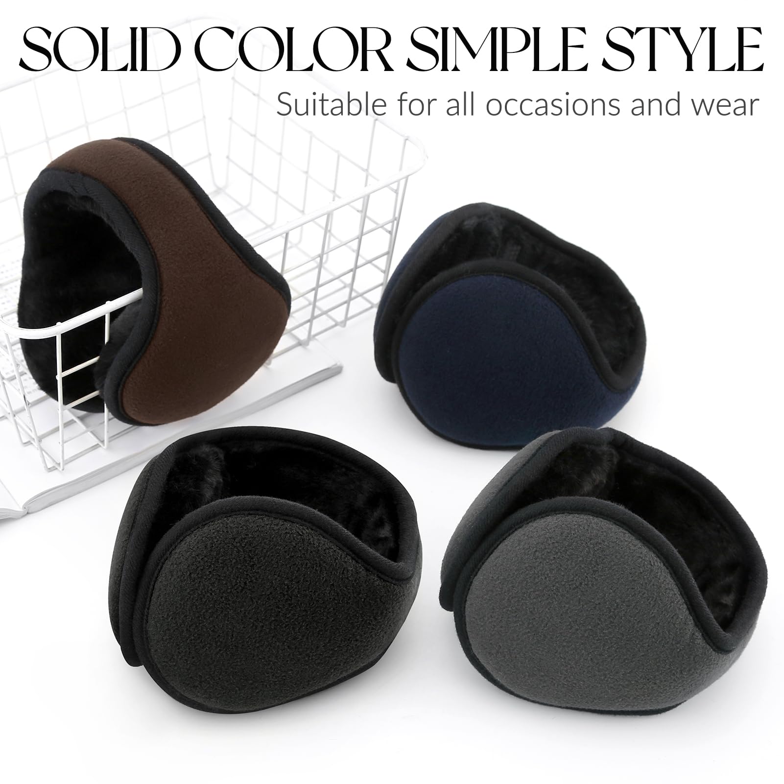 Adjustable Polar Fleece Ear Warmers for Men & Women - Winter Earmuffs for Outdoor Activities, Sports & Cold Weather Protection