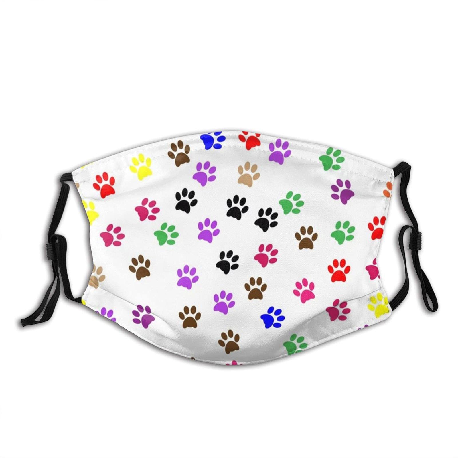 Colorful Dog Paw Print Face Mask with Filters - Reusable & Washable for Adults, Women, Men & Teens - Perfect for Pet Lovers, Outdoor Activities & Daily Protection