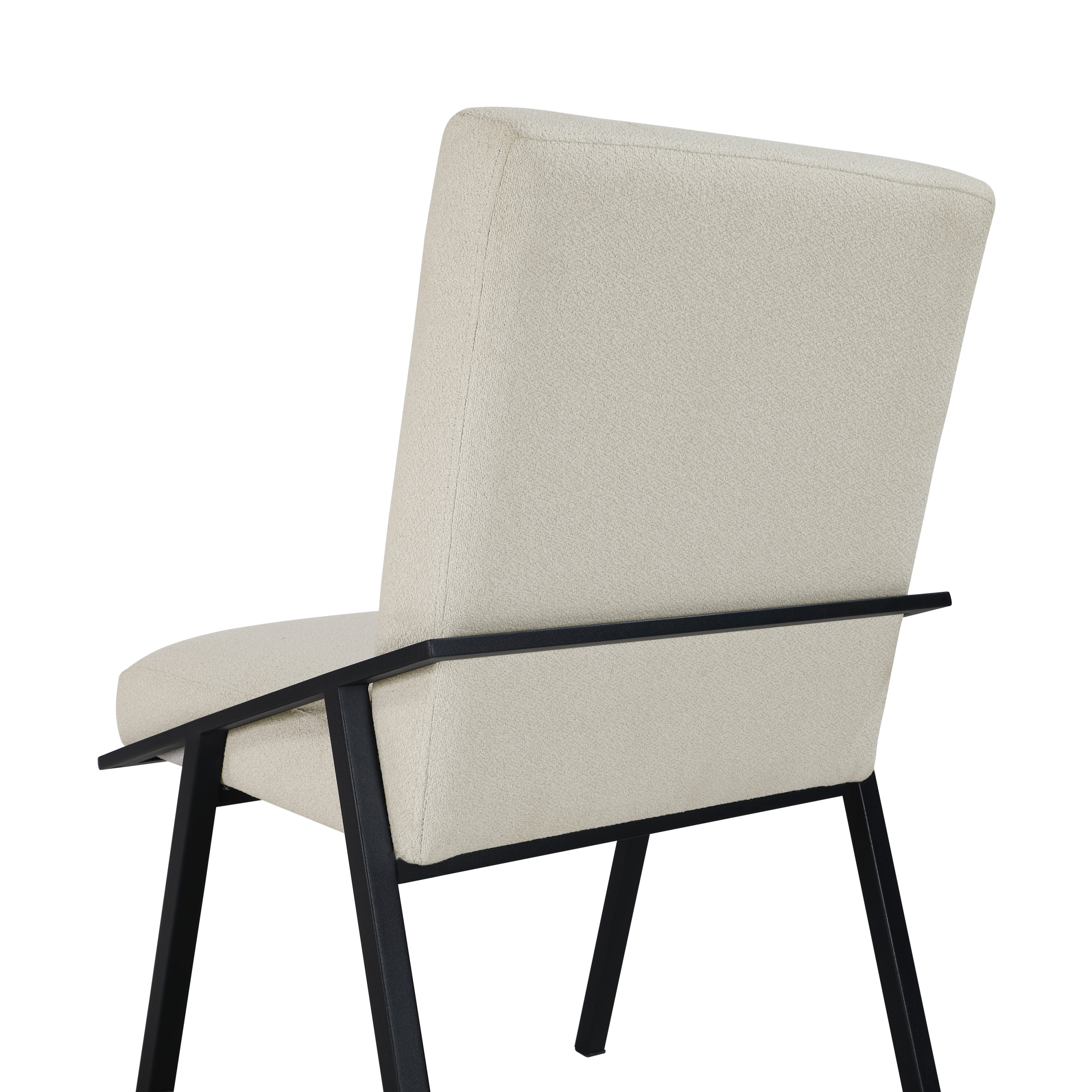 Modern Black Metal Base Cream Fabric Upholstered Dining Chairs Set of 2 - Contemporary Side Chairs for Kitchen, Dining Room & Office Seating