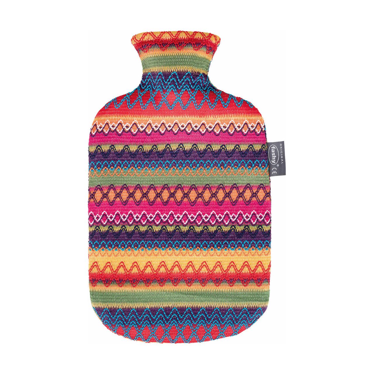 2 Liter Fashy Hot Water Bottle with Soft Peruvian Knit Cover - Perfect for Pain Relief, Warmth & Comfort at Home, Office or Travel