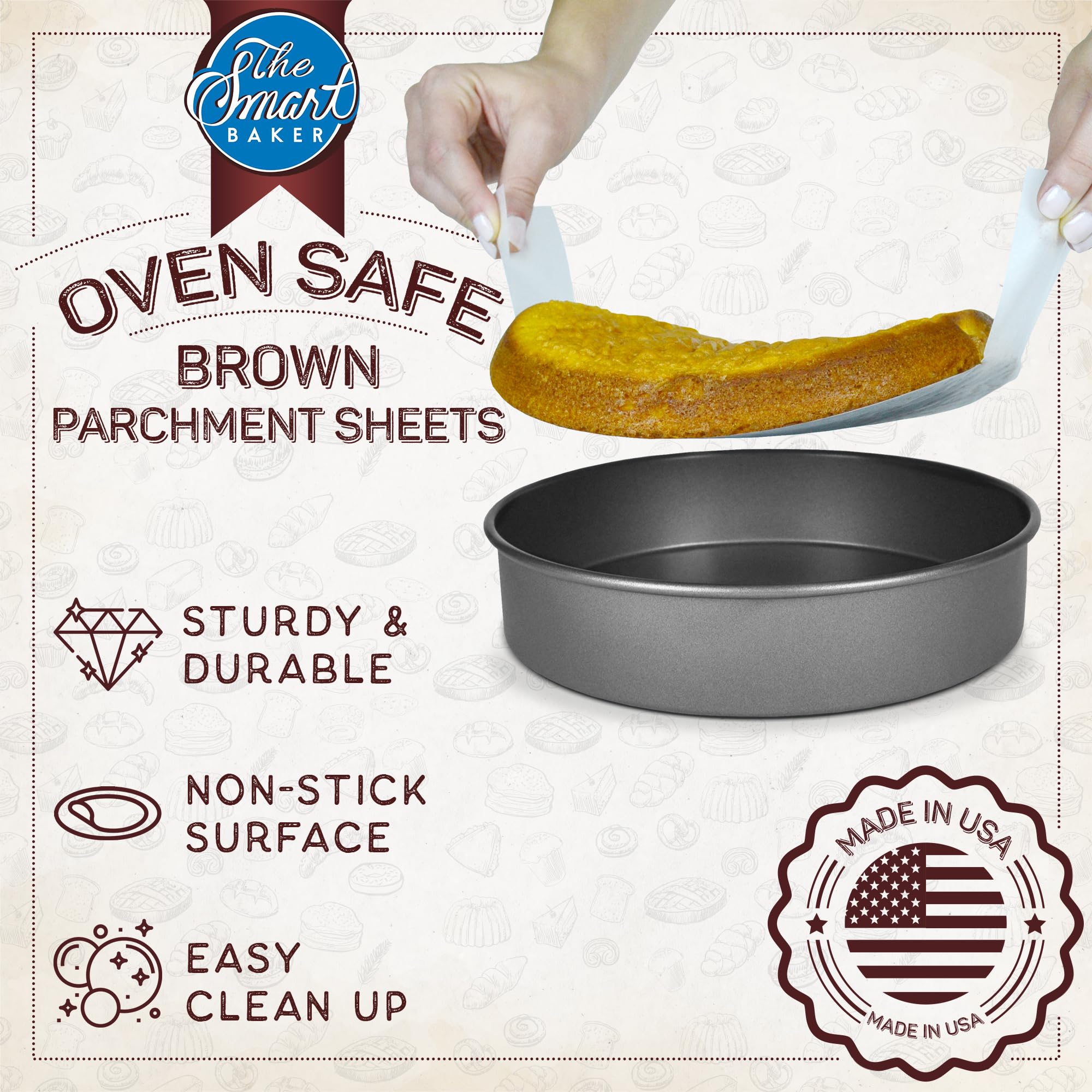 Non-Stick Parchment Paper Sheets for Baking - 6 Inch Round, 24 Count, Oven Safe & High Temperature Resistant - Perfect for Cookies, Cakes, Bread & Pastries - Ideal for Home Bakers & Professional Kitchens