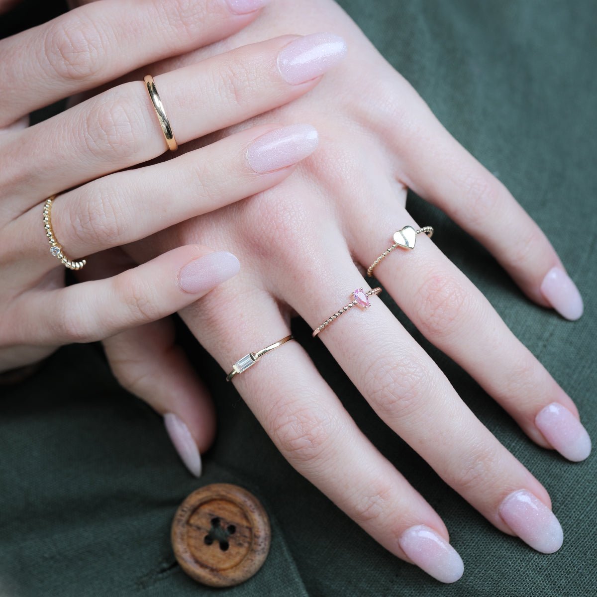 14k Yellow Gold Stackable Gemstone Baguette Rings for Women - Elegant Layering Jewelry for Everyday Wear & Special Occasions