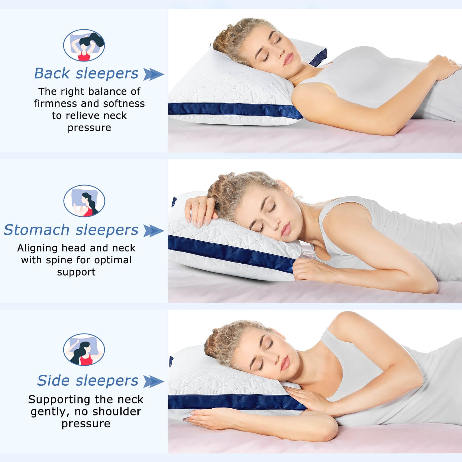 Slybear 2 Pack Hotel Quality Bed Pillows - Hypoallergenic Down Alternative Pillows for Neck & Shoulder Support, 42x70cm Standard Size for Side/Back/Stomach Sleepers | Perfect for Home, Office & Travel Use
