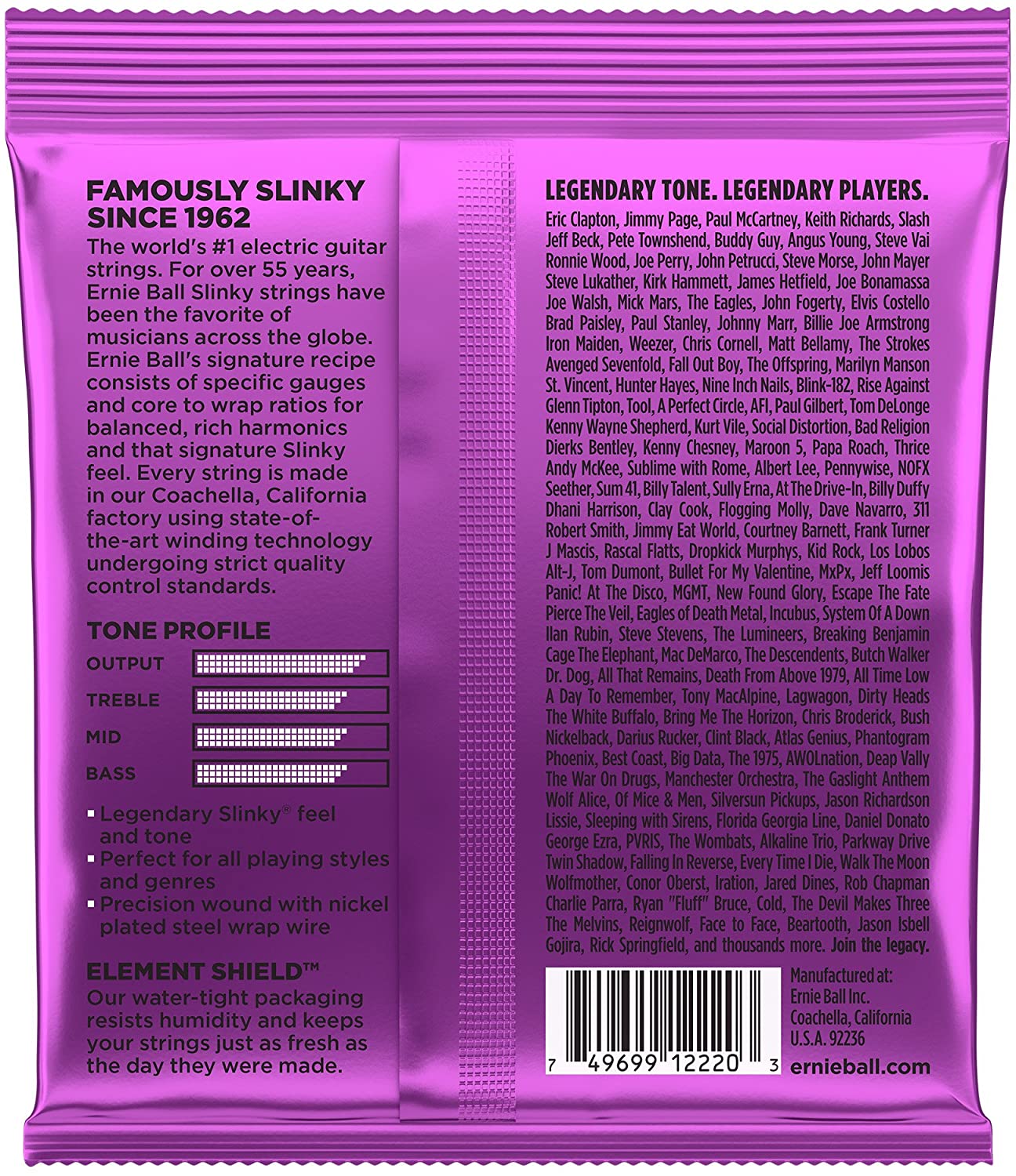Ernie Ball P02220 Power Slinky 11-48 Nickel Wound Electric Guitar Strings - Perfect for Rock, Blues & Heavy Metal Guitarists