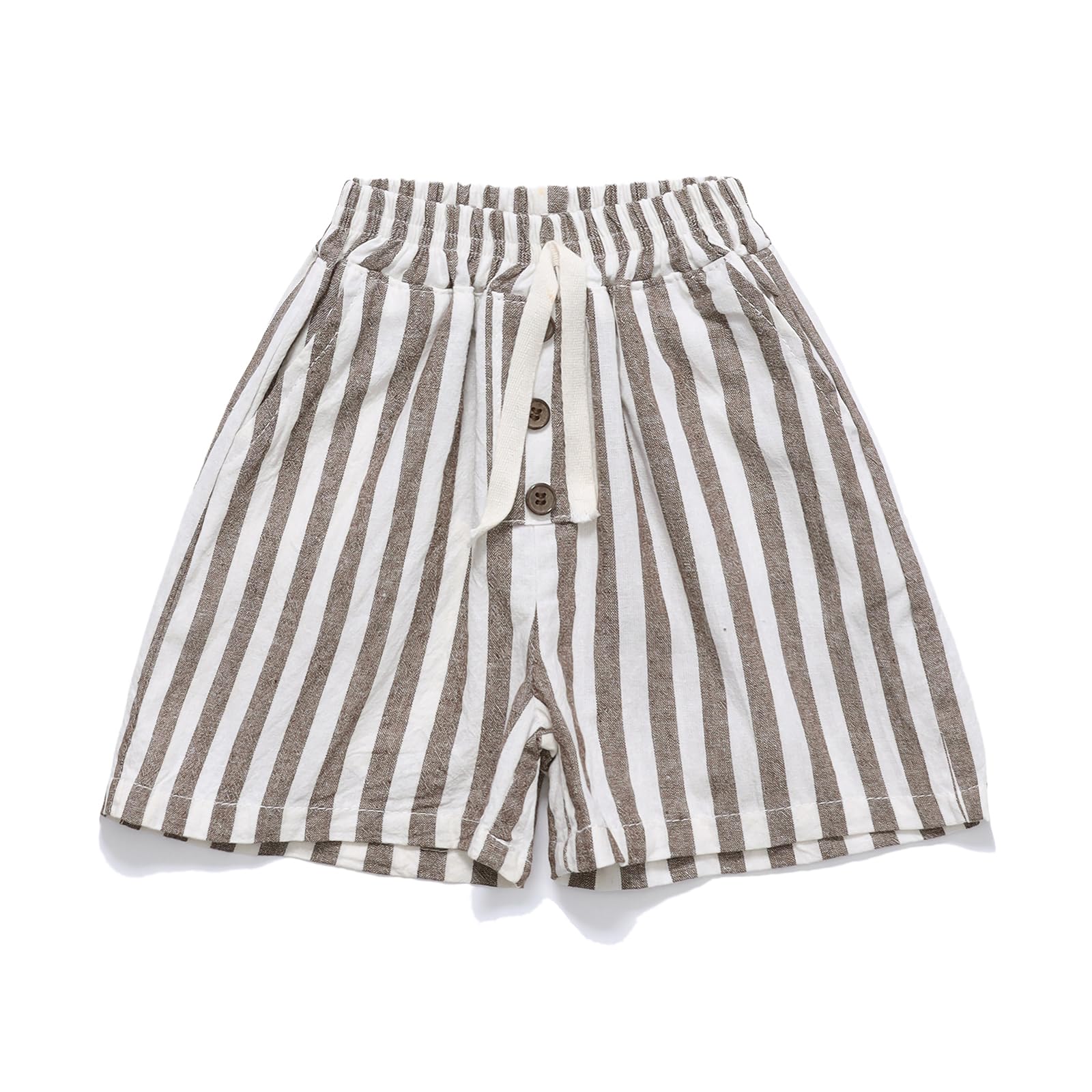 Ashmyova Boys' Classic Cotton Shorts - Lightweight Striped Elastic Waist Casual Summer Shorts for Toddlers (2-Pack) | Perfect for Playtime, Beach & Outdoor Activities