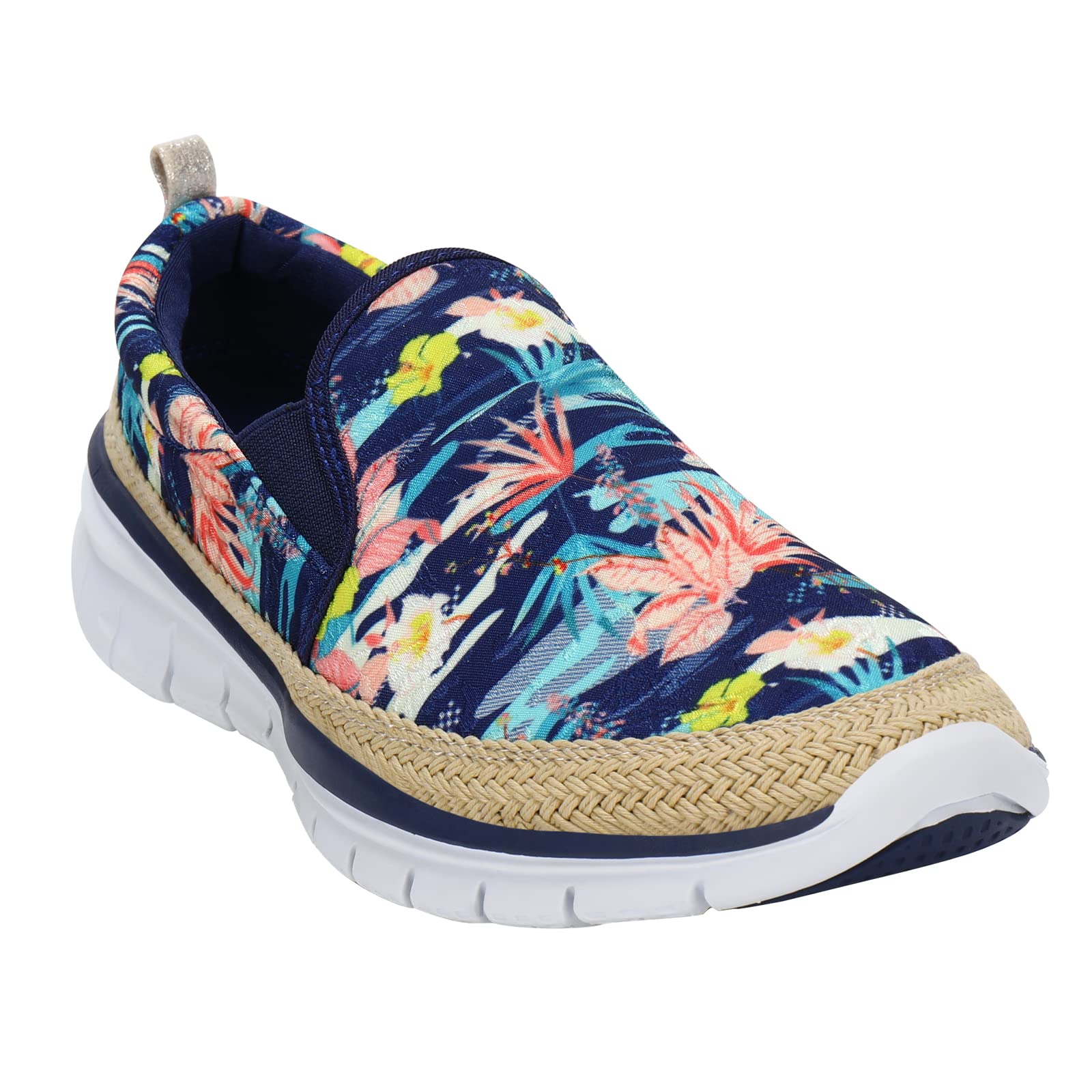 Women's Floral Sneakers with Arch Support - Slip On Loafers for Travel | Lightweight Comfort Walking Shoes for Women | Perfect for Casual Outings, Work Commute & Vacation Trips