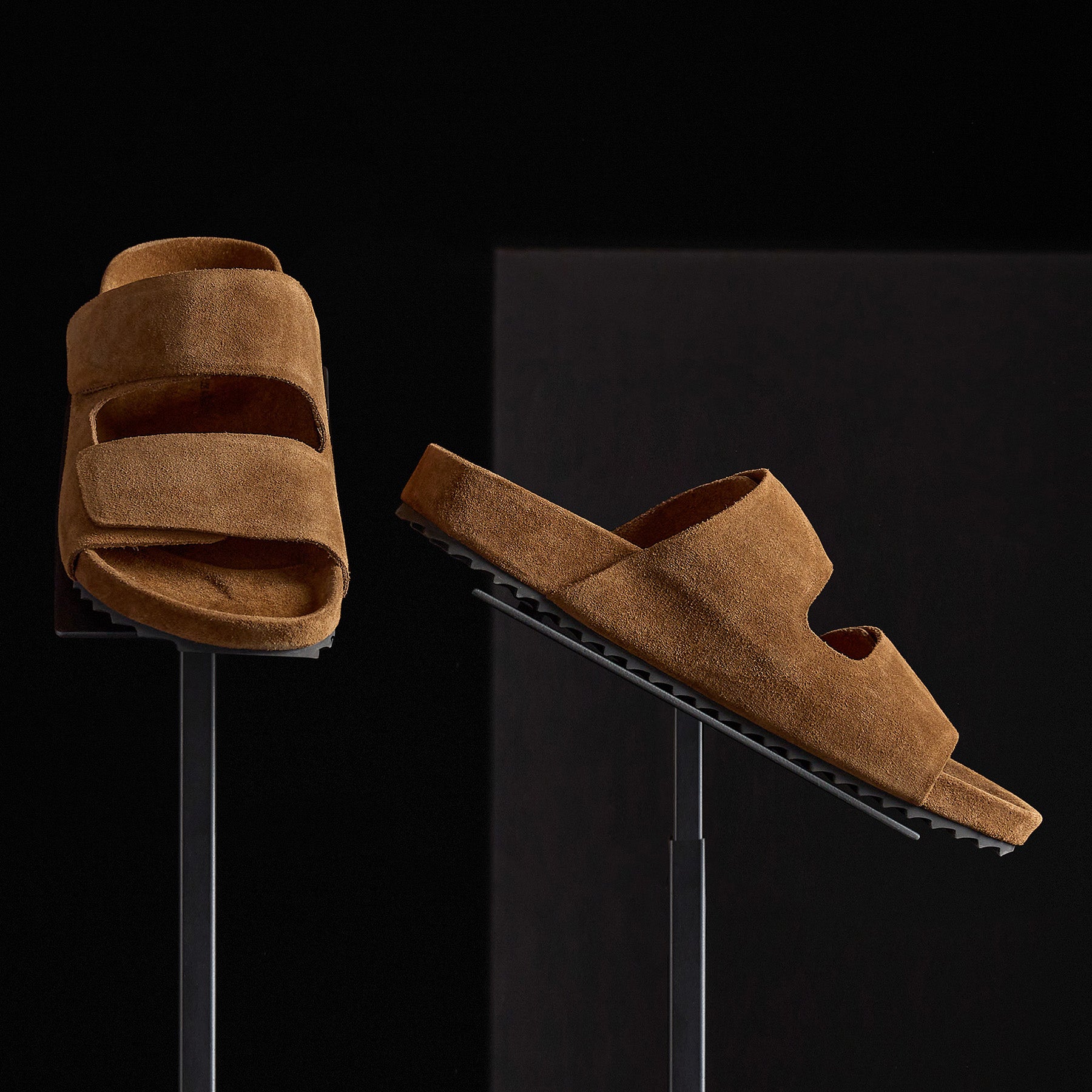 Women's Comfortable Double Strap Suede Slide Sandals - Tobacco Brown | Casual Summer Shoes for Beach, Pool & Home Wear