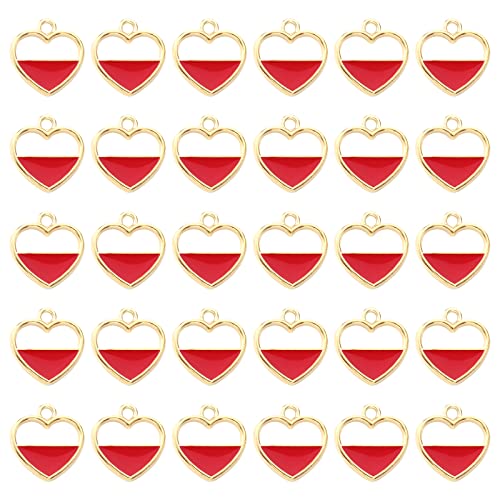 1 Box 60Pcs Hollow Enamel Heart Charms