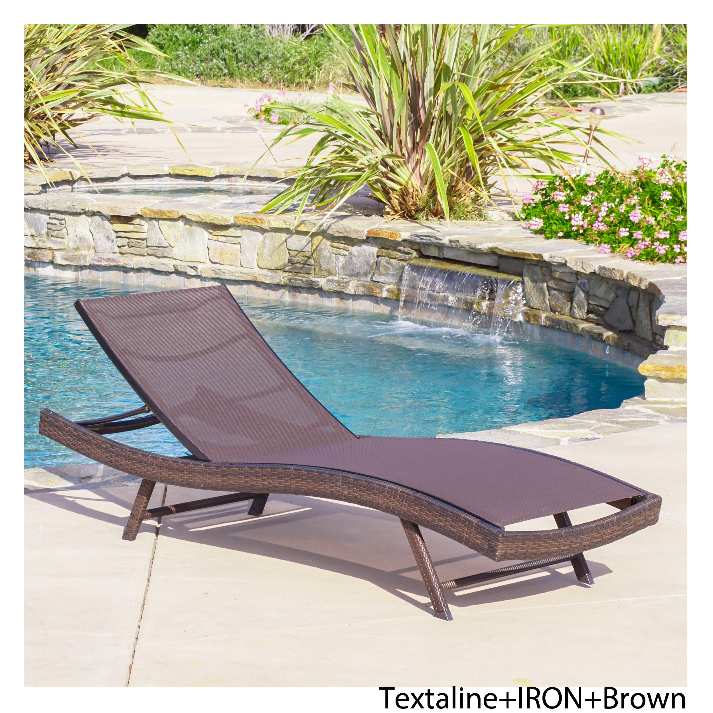 Christopher Knight Home Kauai Textilene Chaise Lounge - Brown Outdoor Patio Furniture for Poolside, Garden & Backyard Relaxation