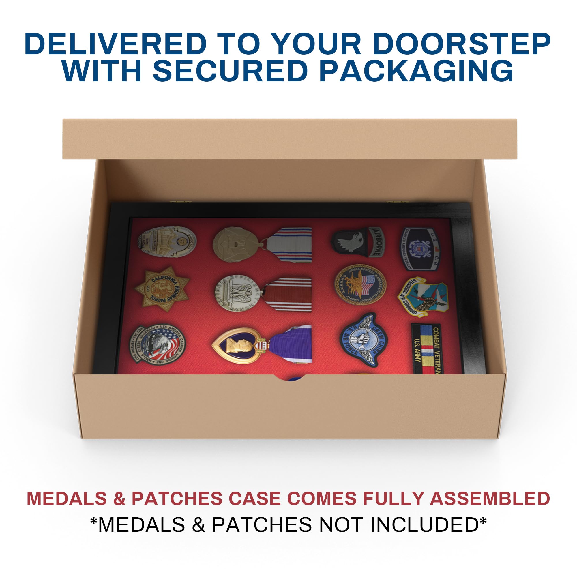 Small Acrylic Medal Display Case - Award & Patches Wall Cabinet for Trophies, Badges, Coins | Perfect for Home, Office, Military, Sports Awards Display