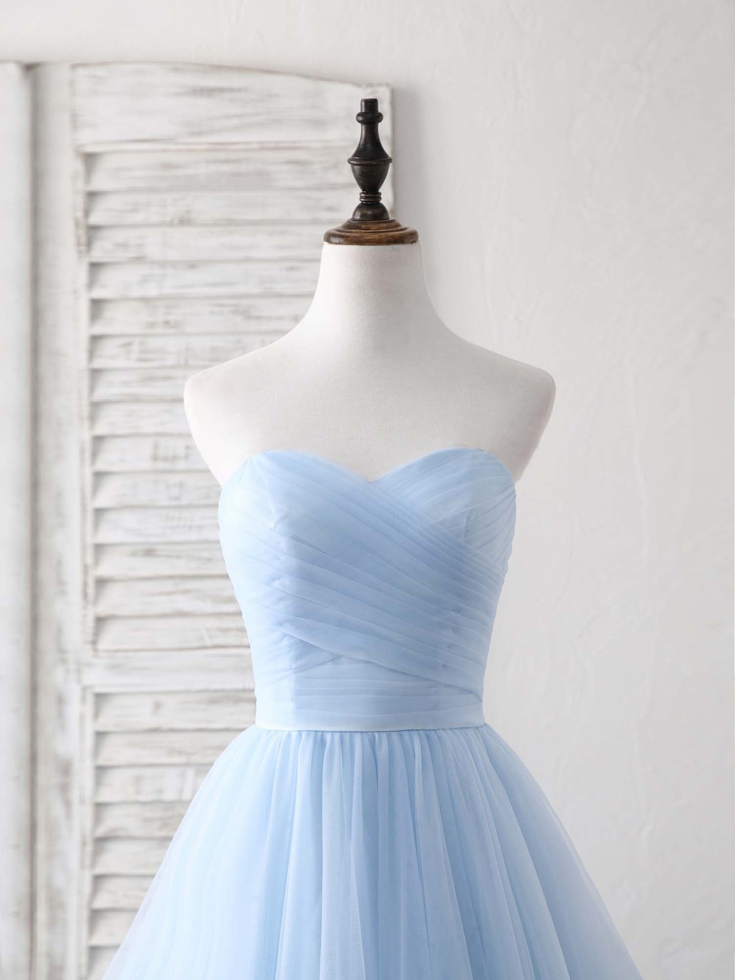Elegant Sweetheart Neckline Blue Tulle Long Prom Dress - Perfect for Evening Gala, Homecoming Dance & Formal Events