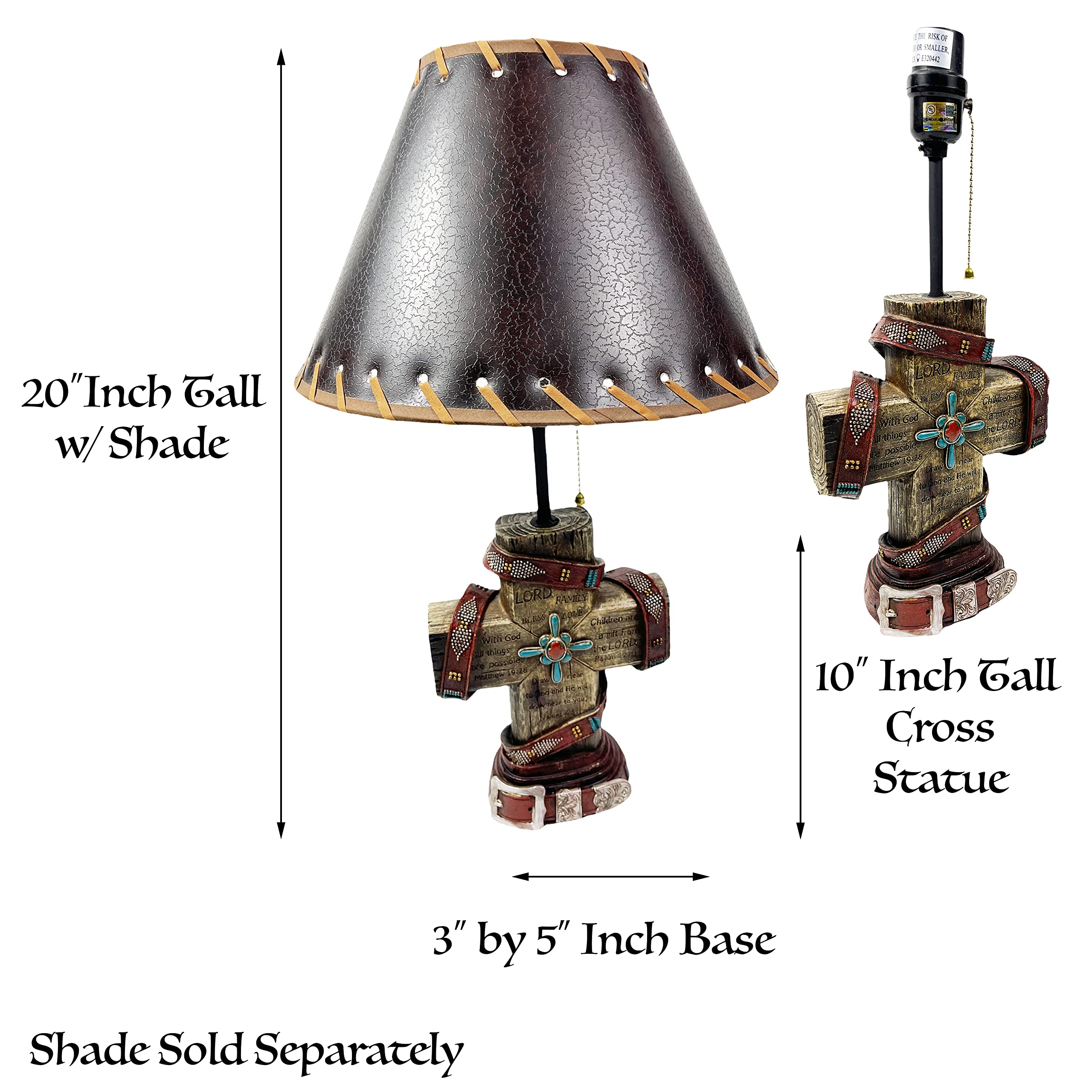 Urbalabs Christian Cross Table Lamp - Rustic Farmhouse Decor with Bible Verses for Faith, Hope & Love - Perfect for Bedrooms, Living Room, Nightstands & End Tables - Inspirational Scripture Home Lighting