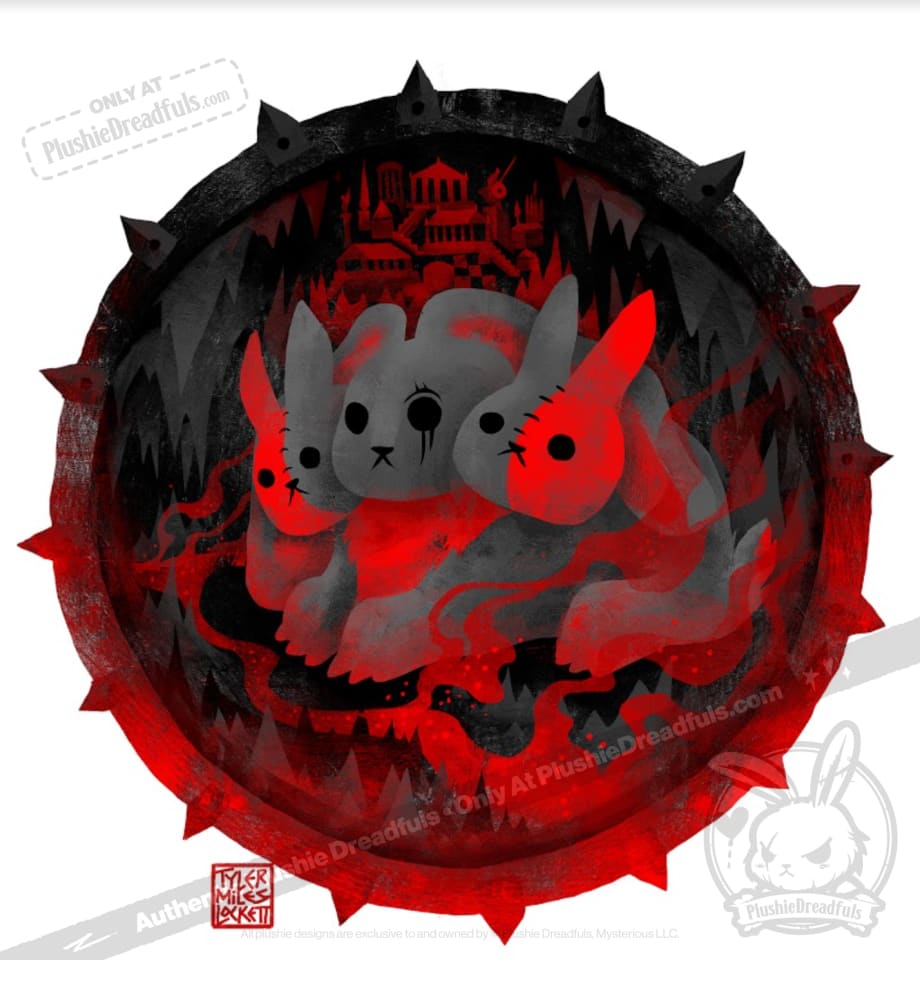 Plushie Dreadfuls Cerberus Rabbit Stuffed Animal - Soft Three-Headed Mythological Plush Toy for Collectors, Unique Gift for Horror Fans & Home Decor