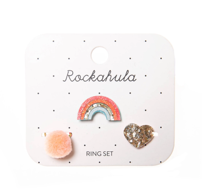 RKH Rainbow Bright Ring Set - Colorful Stackable Rings for Women, Trendy Jewelry Gift for Her - Perfect for Parties, Festivals & Everyday Wear