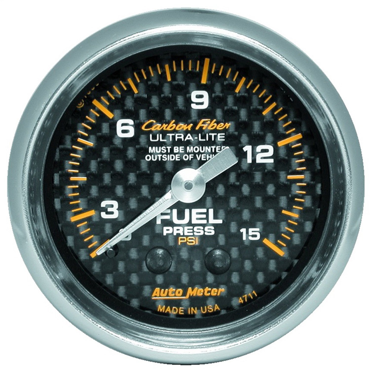 AUTO METER 4711 Carbon Fiber Mechanical Fuel Pressure Gauge - 0-100 PSI, 2-1/16