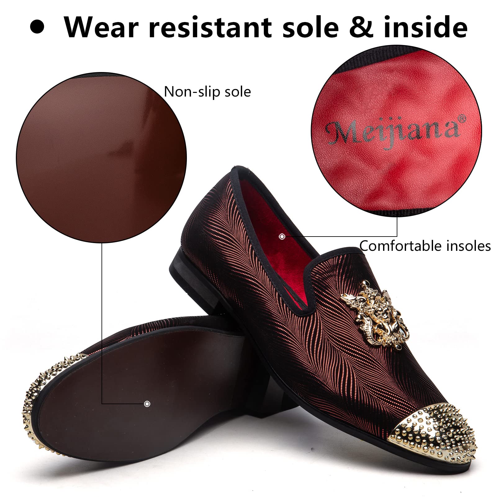 Luxury Men's Velvet Loafers with Metal Embellishments - Formal Dress Shoes for Weddings, Parties & Business Events - Comfortable Slip-On Loafers for Elegant Occasions