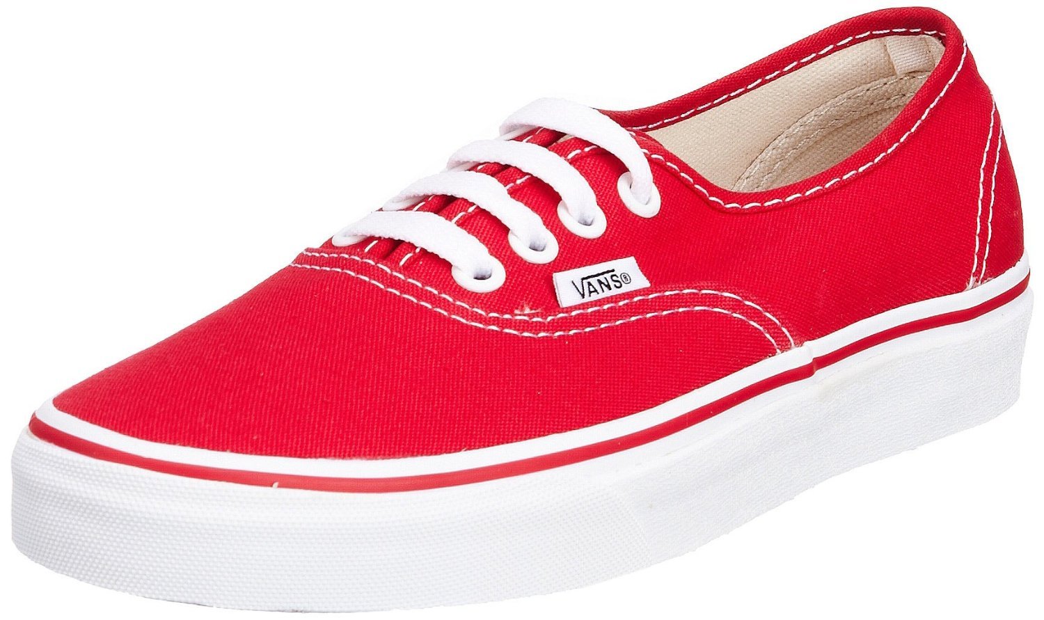 Vans Unisex Authentic Red Canvas Sneakers - VN000EE3RED (Men's Size 5, Women's Size 6.5) | Classic Casual Shoes for Streetwear & Skateboarding