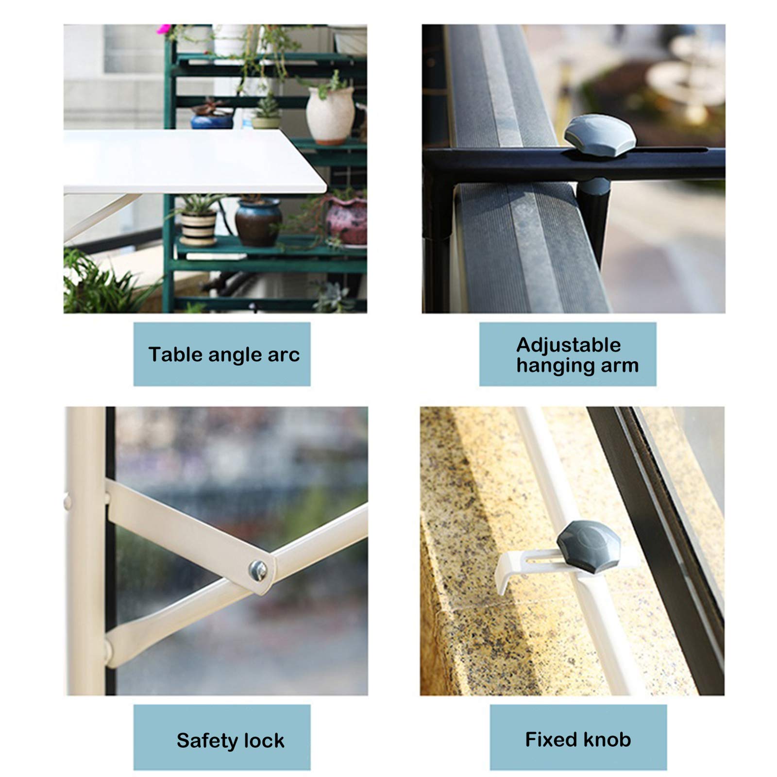 Outdoor Balcony Railing Hanging Folding Table - Space Saving Computer Desk & Home Bar Counter for Coffee Patio, Garden, Deck - Perfect for Small Spaces, Apartments & Outdoor Dining