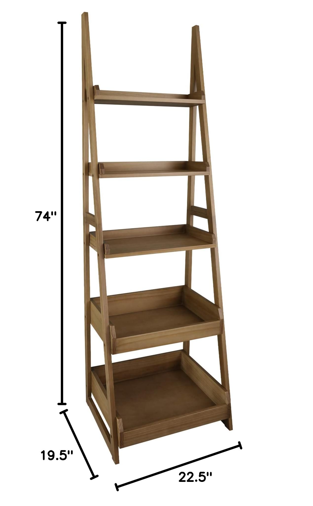 5-Shelf Ladder Bookcase in Alpine Gray - Modern Wooden Storage Shelf for Living Room, Bedroom & Office - Perfect for Books, Decor & Organizing Small Spaces