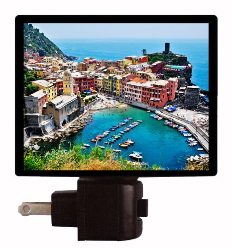 Italy Night Light - Vernazza Cinque Terre LED Night Light for Kids, Bedroom, Nursery, Travel Souvenir & Home Decor