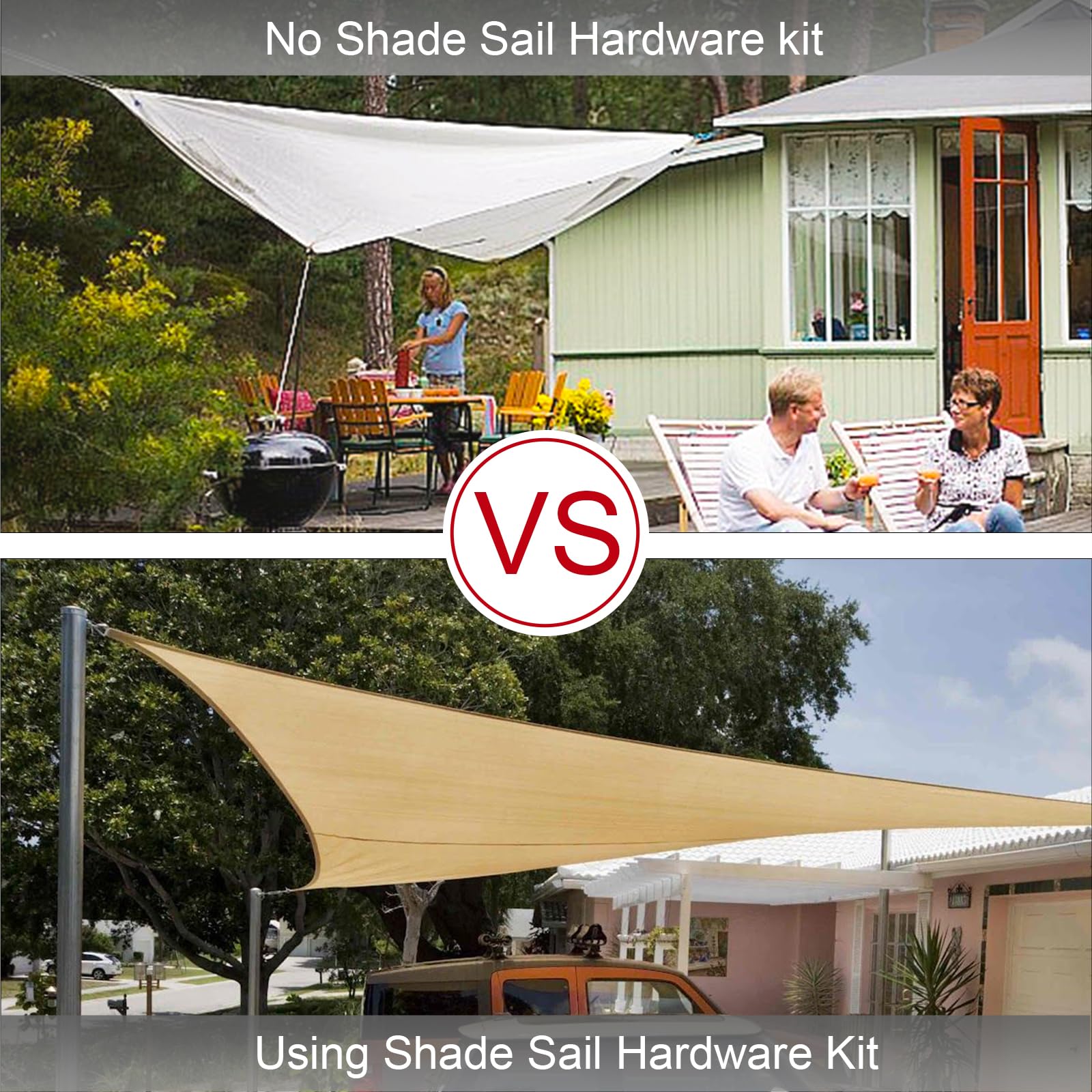 Amagenix 304 Stainless Steel Triangle Shade Sail Hardware Kit - 6 Inch, 30Pcs for Patio, Garden & Outdoor Sun Shade Installation | Perfect for Backyard, Poolside & Deck Protection