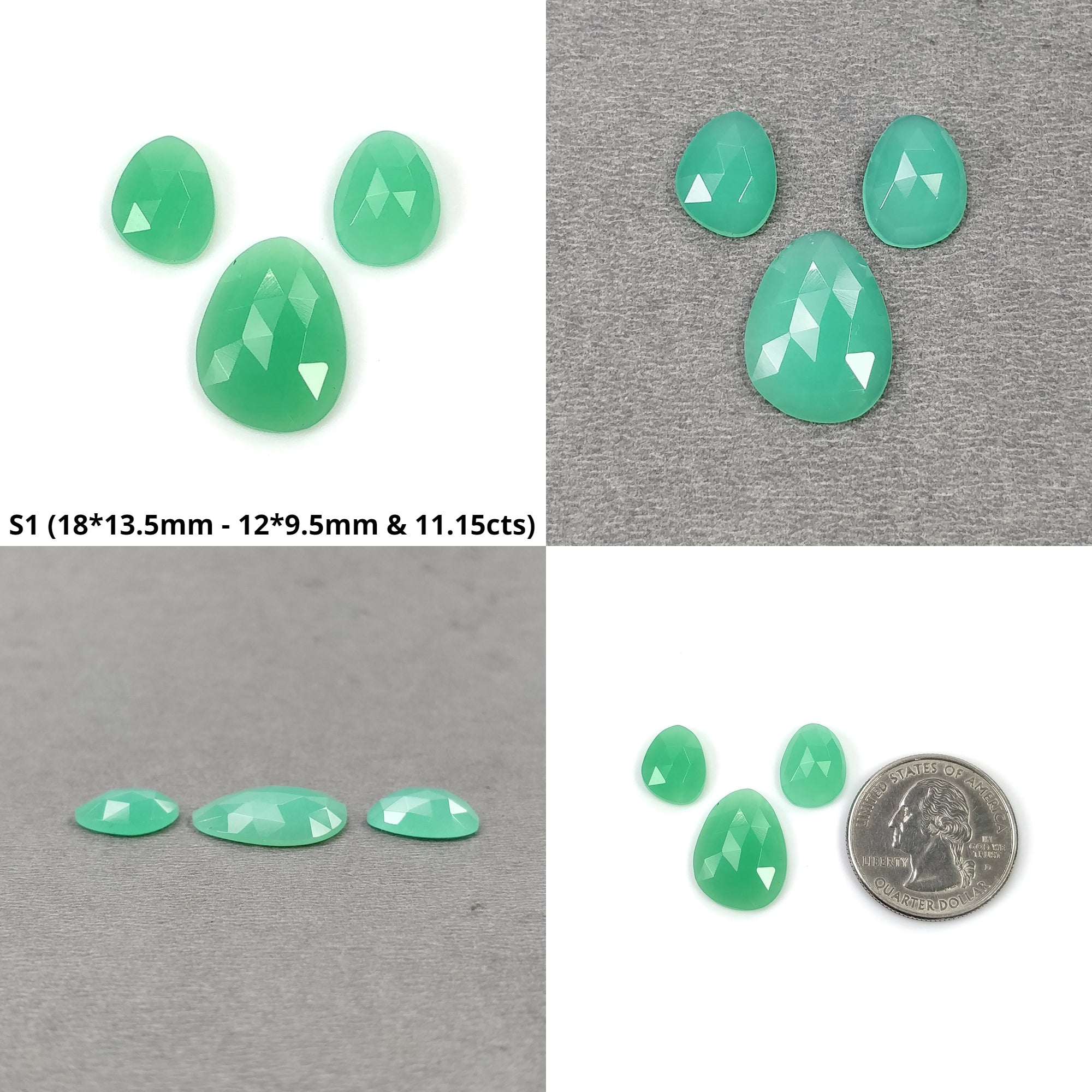 Natural Untreated Green Chrysoprase Gemstone Rose Cut - 3pc & 7pc Sets of Uneven Shaped Stones for Jewelry Making, Healing Crystals & Spiritual Gifts