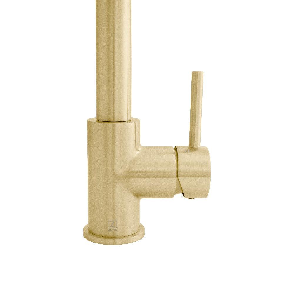 ZLINE Dante Pull Down Single Handle Kitchen Faucet in Champagne Bronze - High Arc Brushed Brass Faucet with Sprayer for Modern Farmhouse & Industrial Kitchens (DNT KF CB) - Perfect for Sink, Washing Dishes & Food Prep