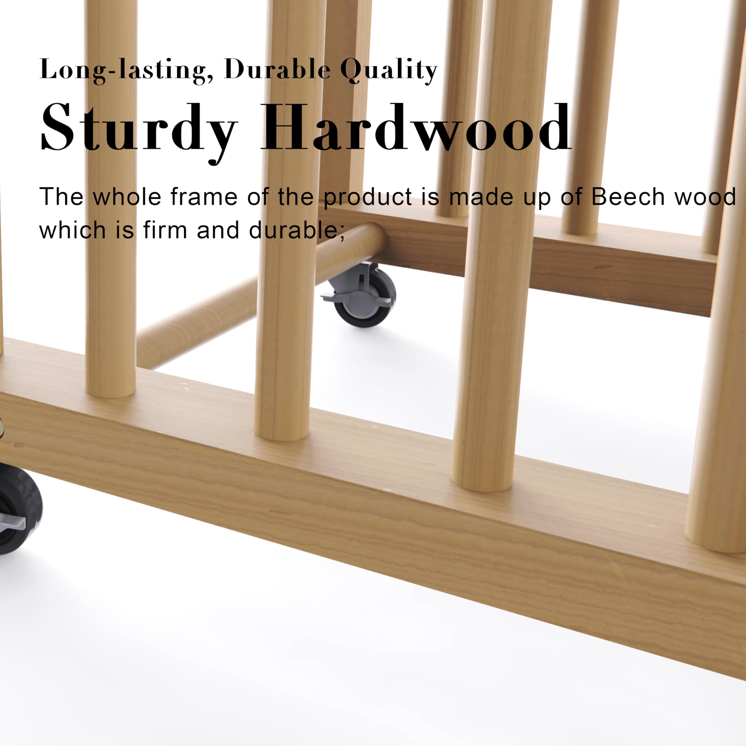 Wooden Art Storage Rack with 4 Caster Wheels - Heavy Duty Organizer for Canvas Boards, Panels, Frames & Drawing Boards - Perfect for Artists, Studios & Classrooms