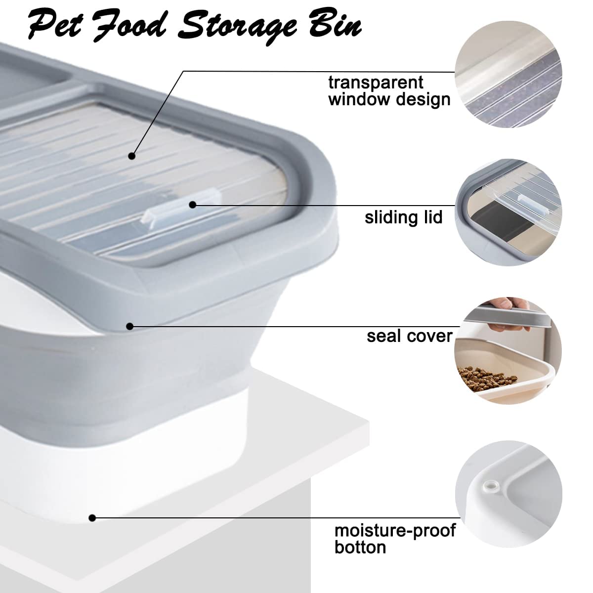 **Airtight Foldable Pet Food Storage Container with Lid & Scoop – 5KG-10KG Capacity for Dry Dog & Cat Food – Wheels for Easy Mobility – Perfect for Home, Travel & Bulk Storage**