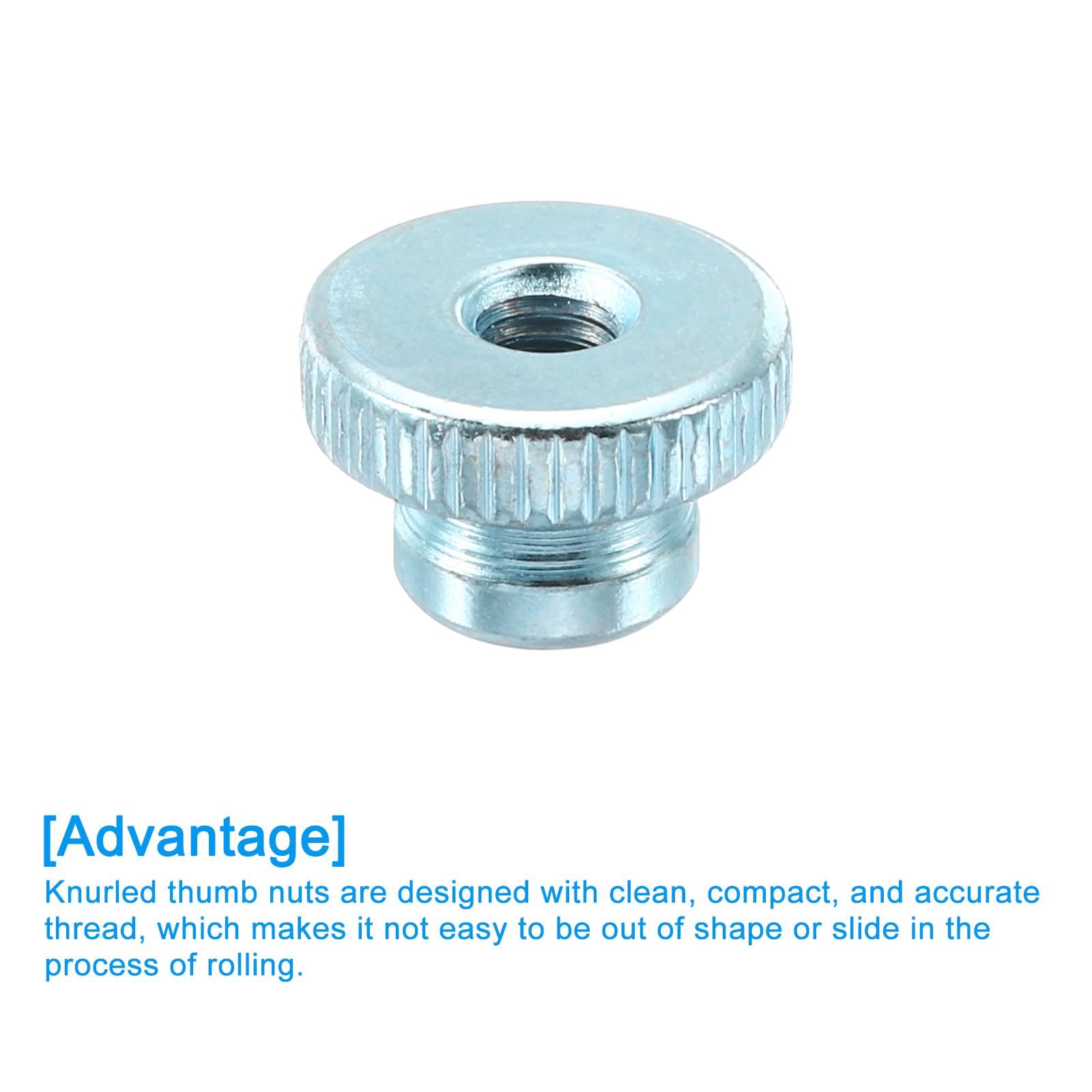 12Pcs M5 Carbon Steel Knurled Thumb Nuts - High Head Through Hole for 3D Printer Parts - Light Blue - Perfect for DIY 3D Printing Projects & Machine Assembly