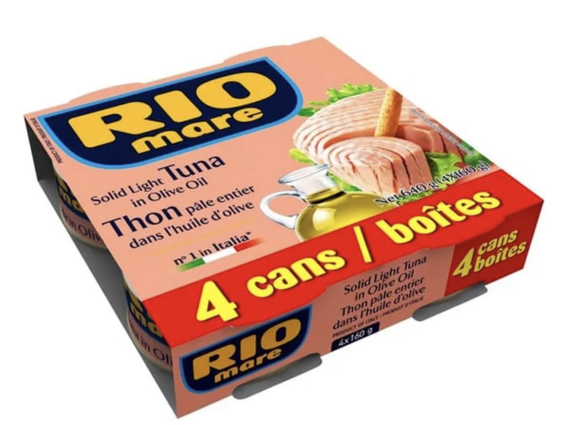 Premium Rio Mare Tuna in Olive Oil - 160g Cans (Pack of 4) | High-Quality Protein Source for Salads, Sandwiches & Healthy Meals | Italian Imported Tuna Fish for Keto & Mediterranean Diets