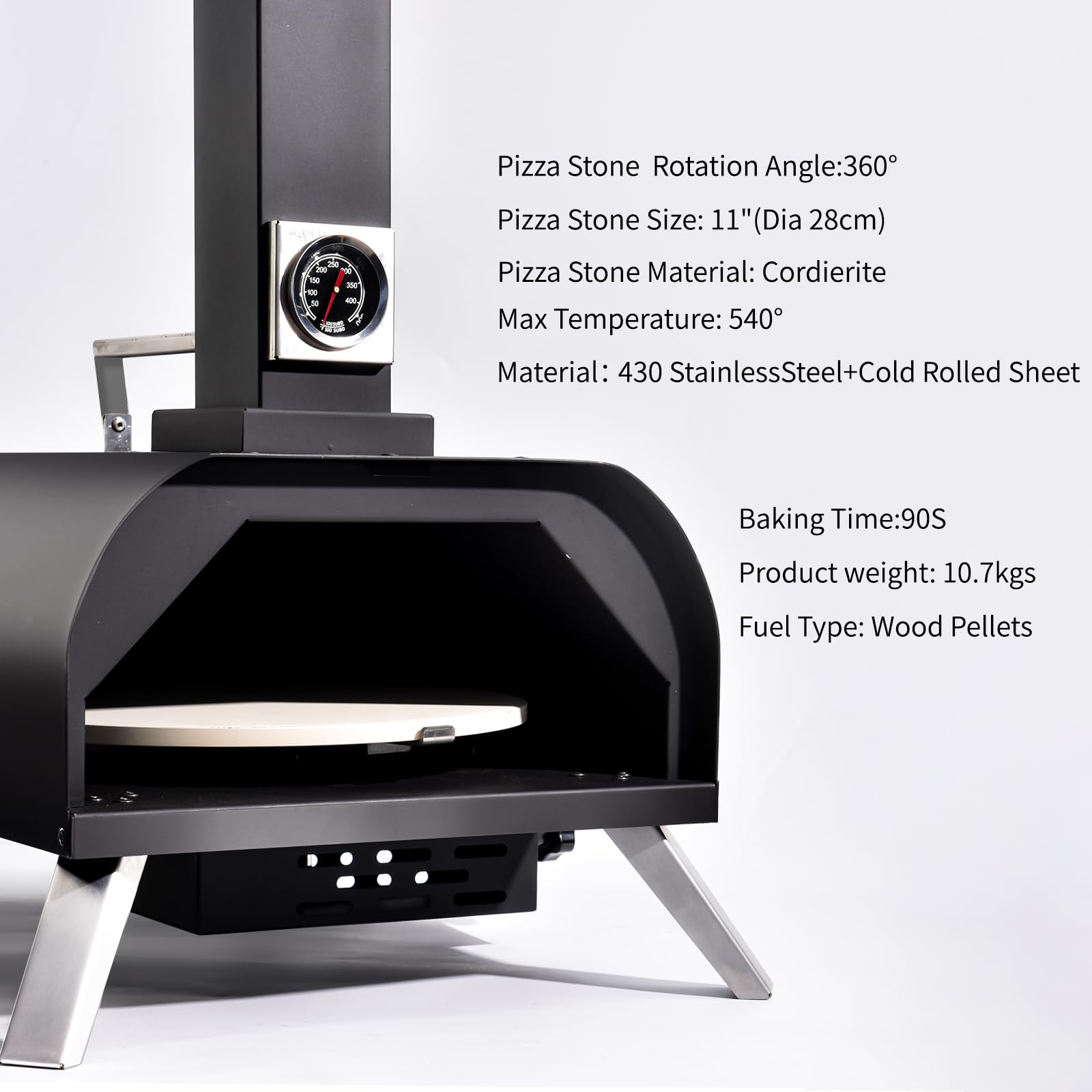360° Rotating Pizza Stone for Outdoor Wood Oven - Perfect for Backyard Cooking, Camping & Wood-Fired Pizza Parties