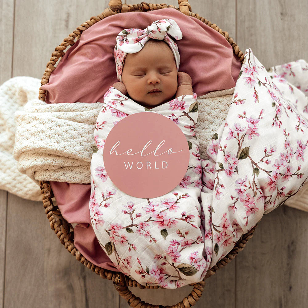 Snuggle Hunny Reversible Milestone Baby Photo Cards - Cherry Blossom & Jewel Tone Design for Newborn Photography, Baby Shower Gifts and First Year Memories
