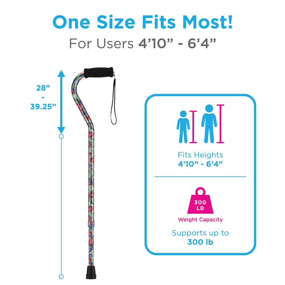 Premium Adjustable Walking Cane with Ergonomic Offset Handle - Lightweight Aluminum Mobility Aid with Carrying Strap - Ideal for Seniors, Hiking & Everyday Support - Canterbury Design