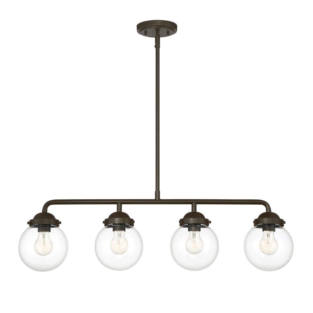 Knoll Designers Fountain 95938-ORB 4-Light Island Pendant Light - Oil Rubbed Bronze Finish with Clear Glass Shades for Kitchen Island, Dining Room or Bar Lighting