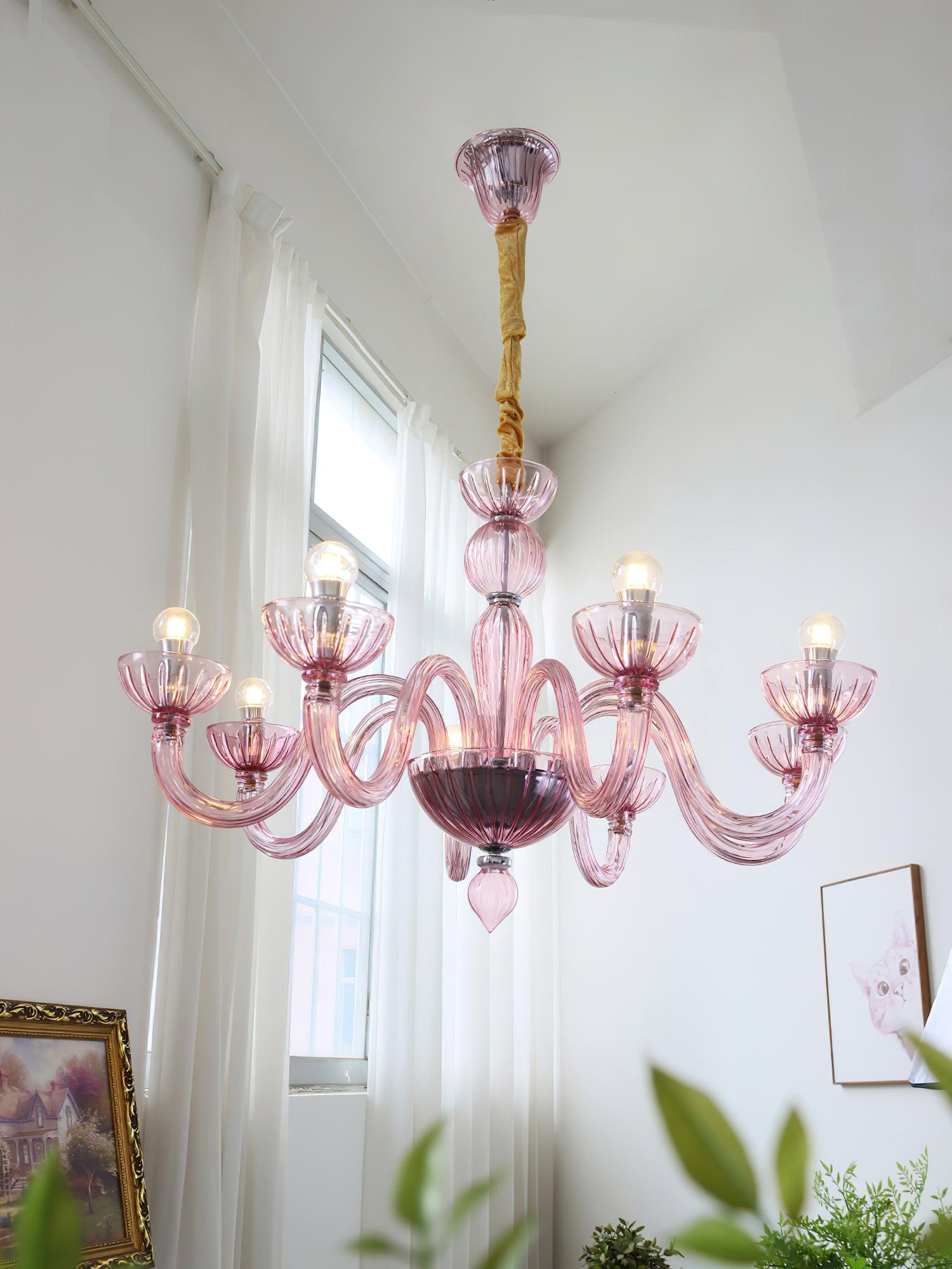 Elegant Ares Murano Glass Chandelier - Handcrafted Italian Crystal Lighting Fixture for Dining Room, Living Room & Bedroom Decor