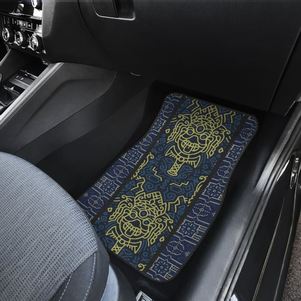 Boho Aztec Elephant Car Mat Set - Mustard Yellow & Blue Waterproof Floor Mats for Cars - Perfect for SUVs, Trucks & Sedans - Stylish & Durable Interior Accessories for Road Trips & Daily Commutes