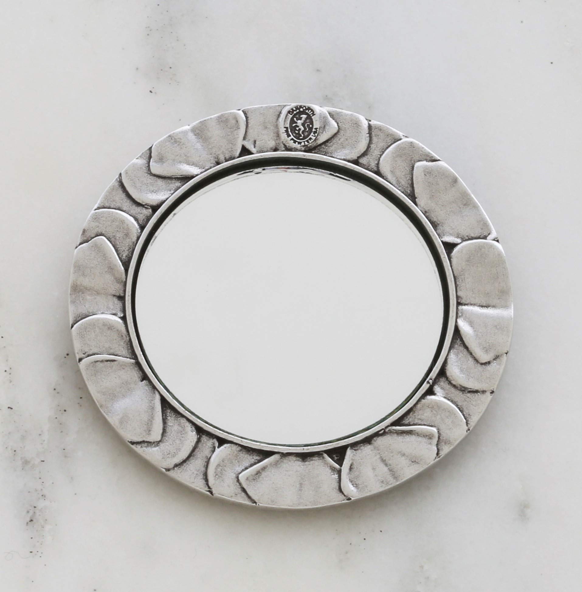 Handmade Pewter Pansy Purse Mirror for Women - 3 Inch Purple Flower Handheld Compact Mirror - USA Made Gift Accessories - Perfect for Makeup, Travel & Bridal Bouquet Decoration