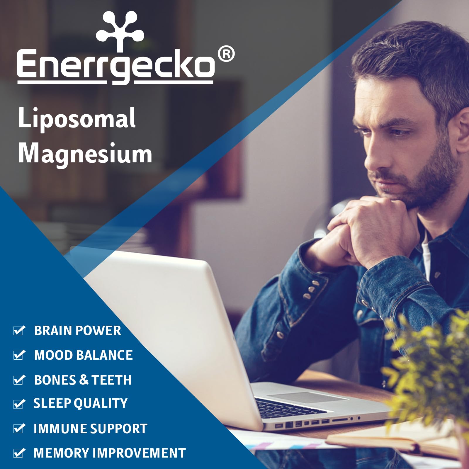 Liposomal Magnesium Softgels 2000mg with Vitamin D3 & K2 - Premium Brain, Bone & Muscle Support Supplement - Non-GMO, Gluten-Free - 60 Softgels for Stress Relief, Sleep Aid & Heart Health