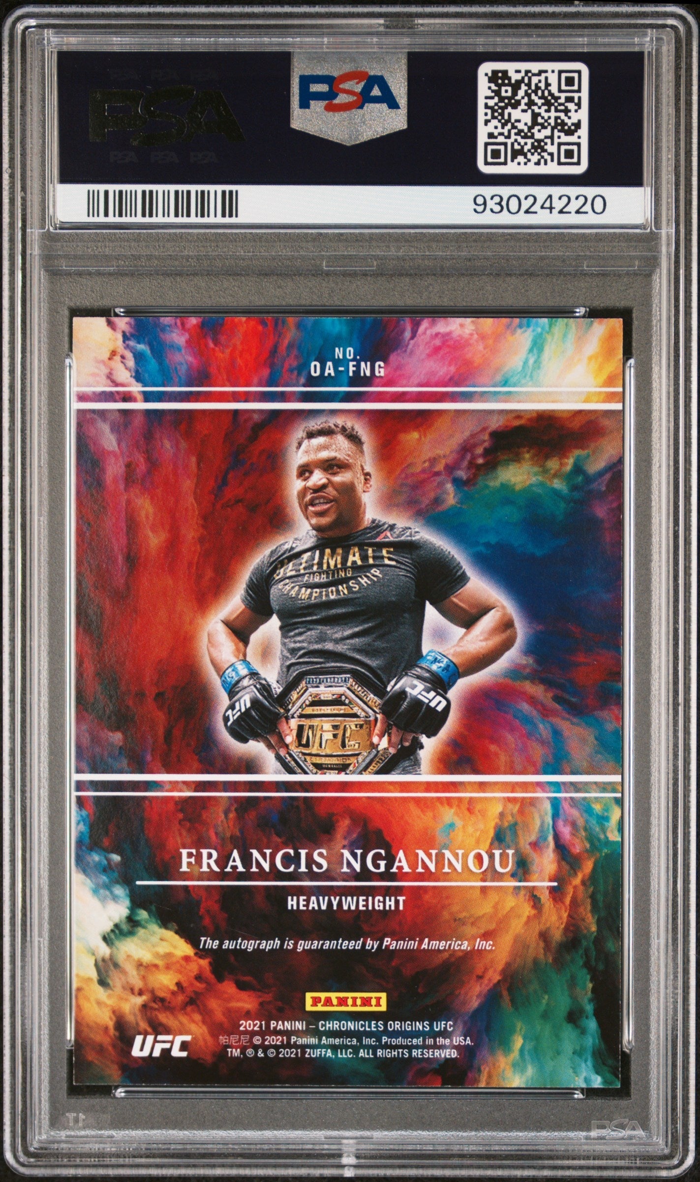 2021 Panini Chronicles UFC Origins PSA 9 Francis Ngannou Autographs Gold 03/10 - Rare MMA Trading Card for Collectors & UFC Fans - Perfect for Sports Memorabilia Displays & Investment Collections