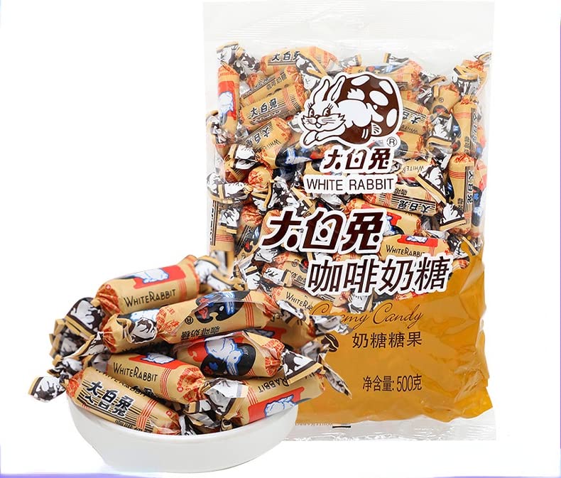 White Rabbit Creamy Candy Toffee - Coffee Flavor 17.7oz (500g) Pack of 1 | Chinese Specialty Snack, Childhood Treat, Gift Idea | Perfect for Parties, Office Snacks & Nostalgic Desserts