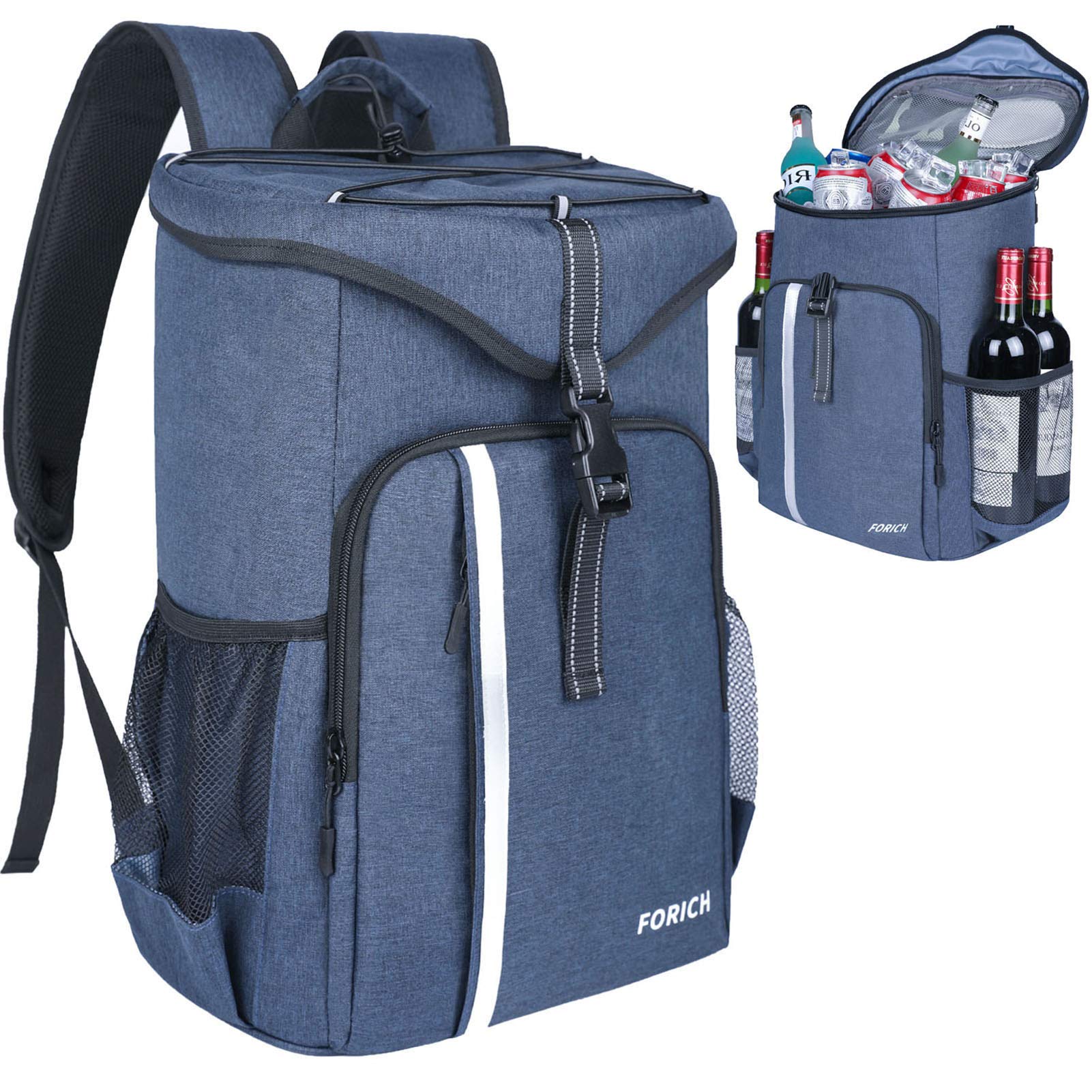 FORICH Insulated Cooler Backpack - Leak Proof & Portable Soft Cooler Bag for Lunch, Travel, Beach, Camping, Hiking, Picnic & Fishing | Holds 30 Cans | Perfect for Work, Outdoor Adventures & Beer Bottles (Men & Women)