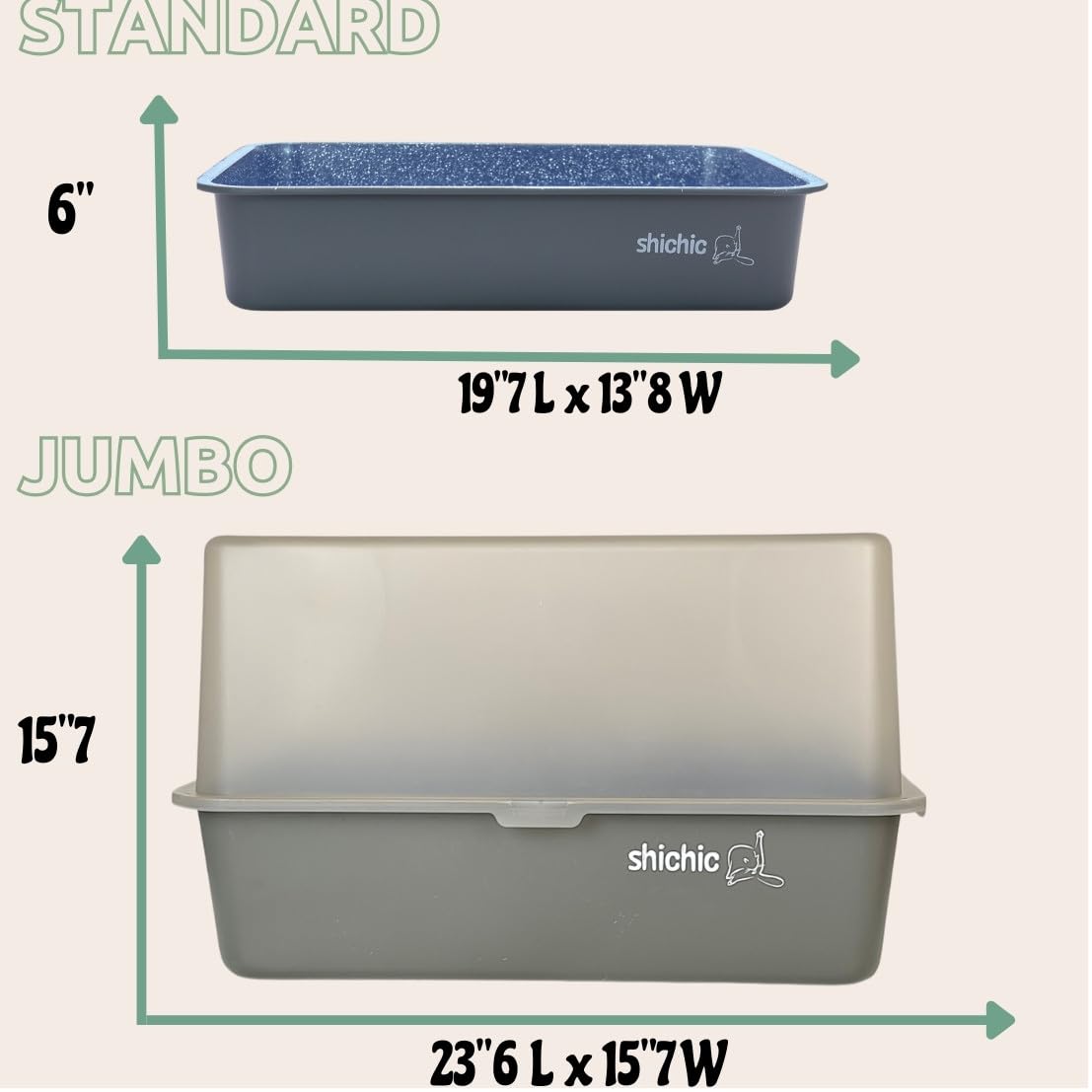 Jumbo XL Stainless Steel Cat Litter Box with Scoop & Lid - High-Sided Metal Litter Pan with Non-Stick Coating - Extra Large Anti-Leak Cat Toilet for Odor Control - Perfect for Large Cats & Multi-Cat Households