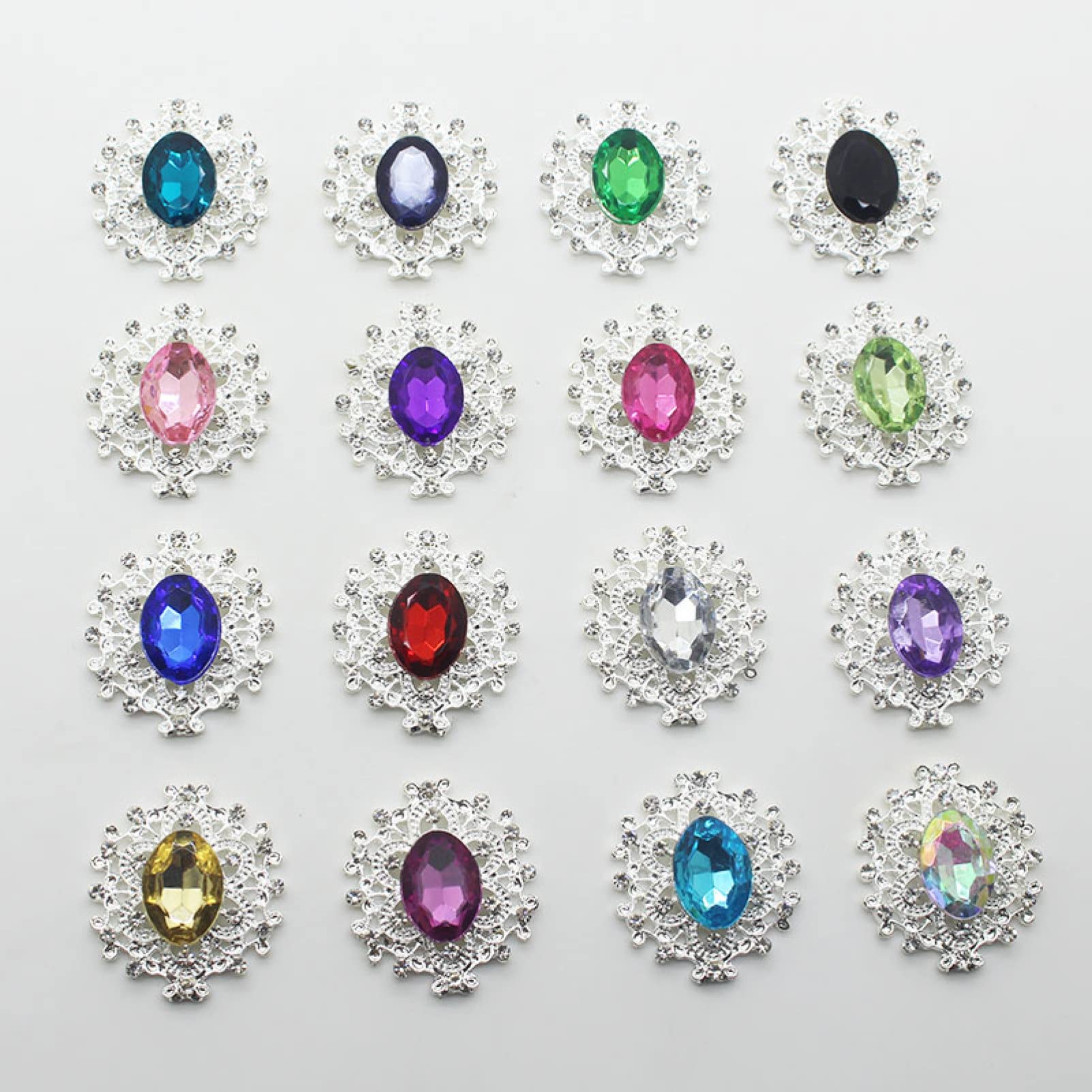 10pcs Silver Flatback Snap Rhinestone Buttons for Clothing, Wedding, Hair DIY Accessories - Crystal Embellishments for Dresses, Shoes, Crafts & Home Decor