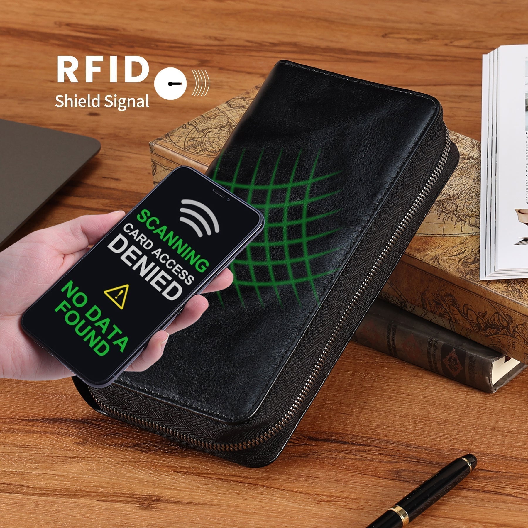Men's RFID Blocking Leather Wallet - Slim Bifold Wallet for Men with Credit Card Slots & ID Window - Perfect for Travel, Business & Everyday Use