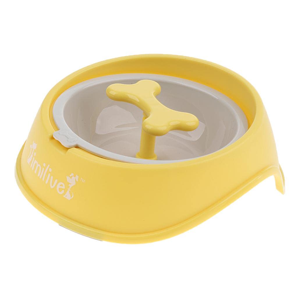MYADDICTION Rotating Slow Feeder Dog Bowl - Interactive Puzzle Feeder for Puppies & Cats - Non-Slip Pet Food Dish (Yellow) - Perfect for Mealtime Enrichment and Preventing Bloat in Dogs