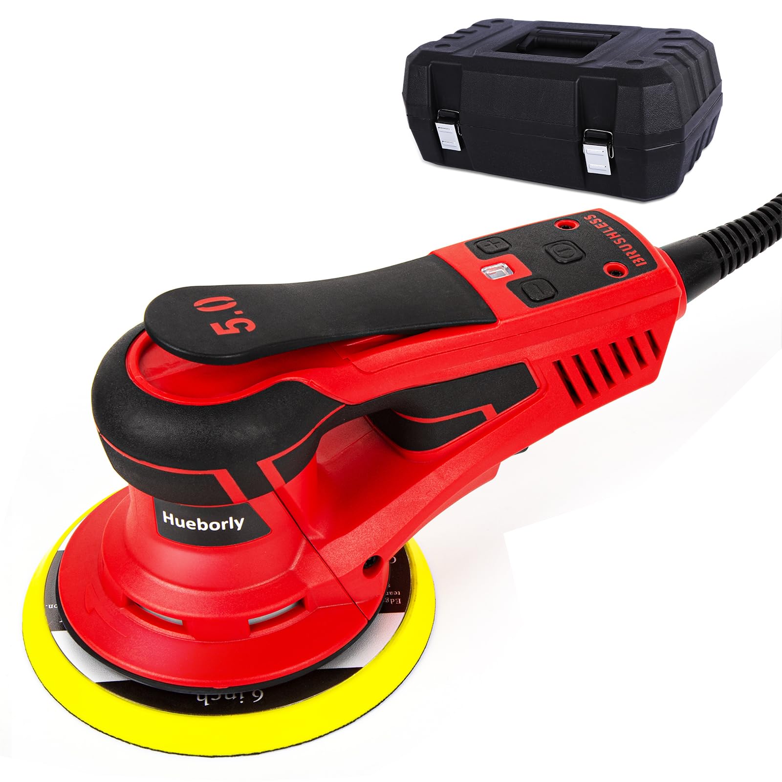 6-Inch Electric Random Orbital Sander - 350W Brushless Motor, 10000 RPM Variable Speed Polisher for Wood Sanding, Wall Smoothing, Rust Removal & Car Detailing - Professional Power Tool for DIY & Woodworking Projects