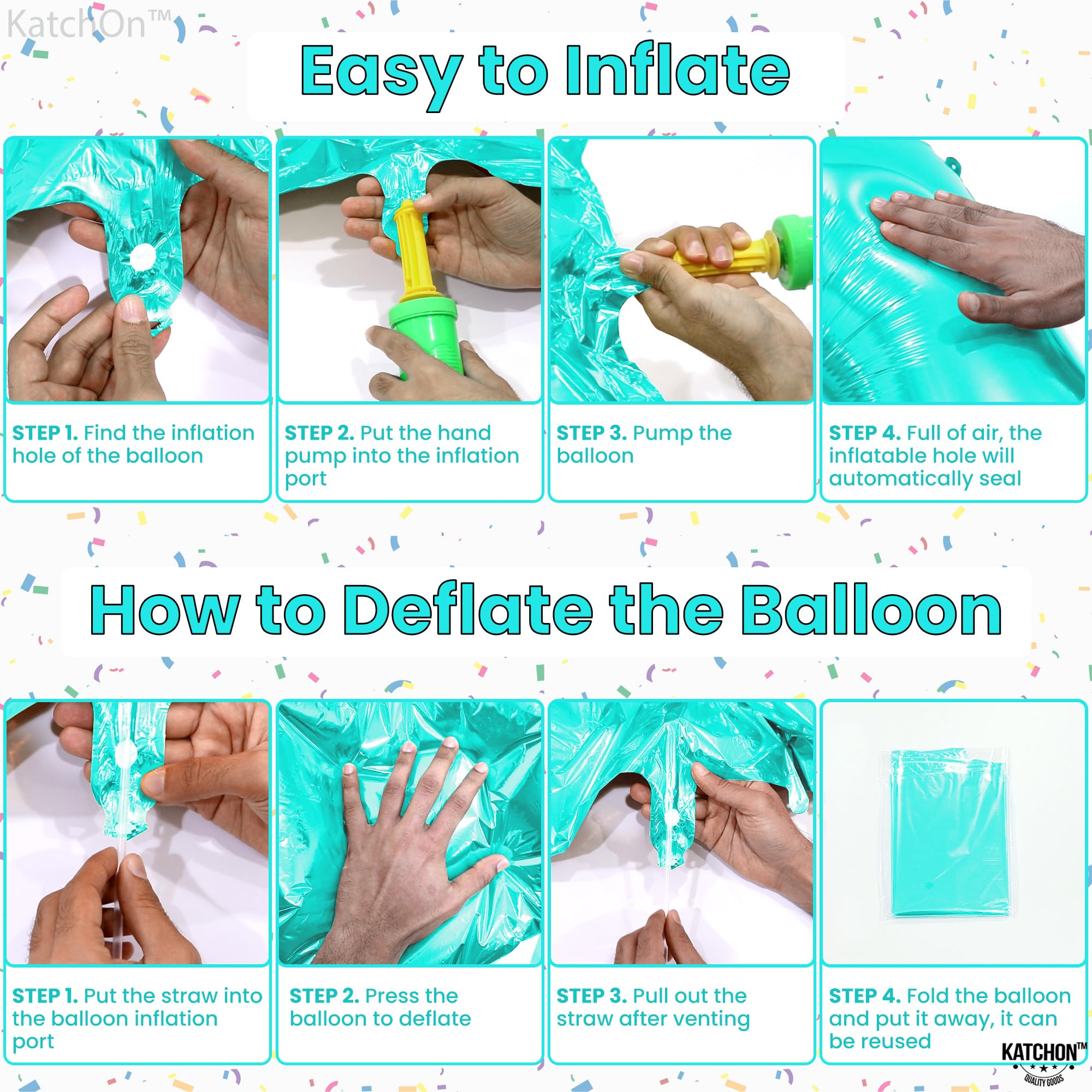 KatchOn 40 Inch Giant Teal Blue Number 8 Balloons - 8th Birthday Party Decorations for Boys & Girls | Large Aqua Blue Balloon for Happy Birthday Party Backdrop, Photo Booth, Cake Table Decoration